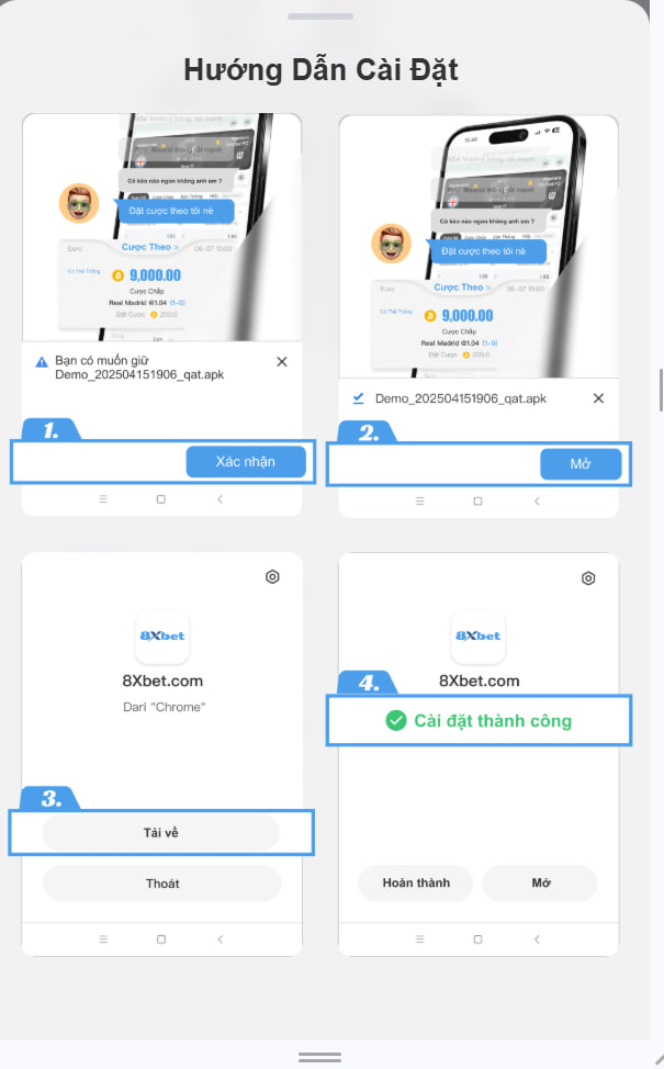 Tải app 8XBET trên Android và IOS về mobile 2026